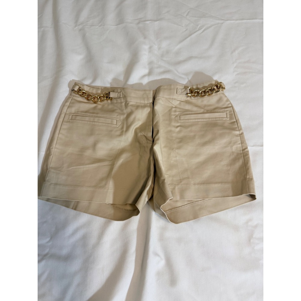 Michael Kors Womens Khaki Tan Gold Chain Link Accent Shorts Size 6
